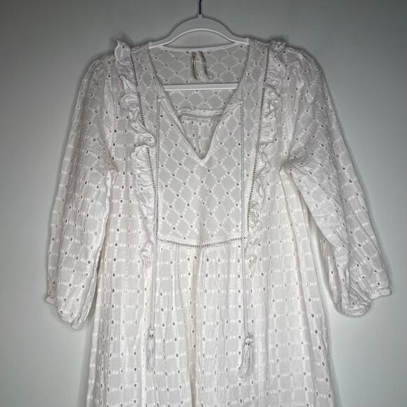 Anthropologie White Eyelet Thames Mini Dress Size 8 - Picture 5 of 7